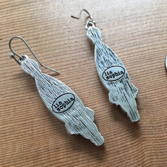 Lia Sophia silver and crystal drop earrings - Picture 3 of 3